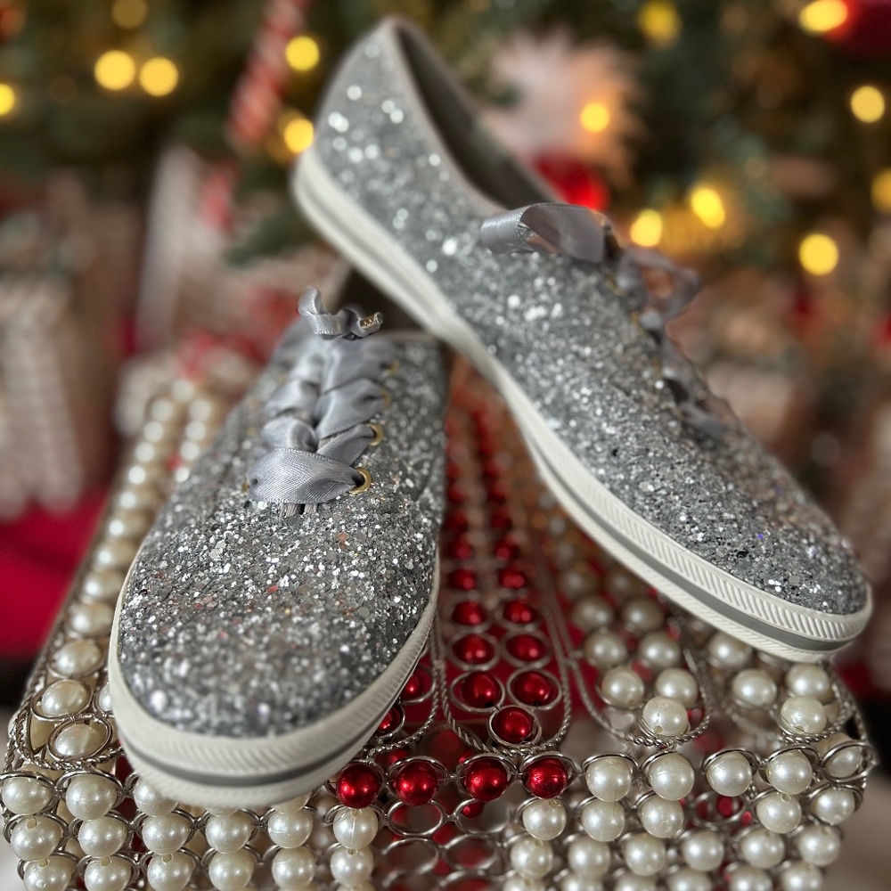KEDS Kate Spade Silver Glitter Sneakers